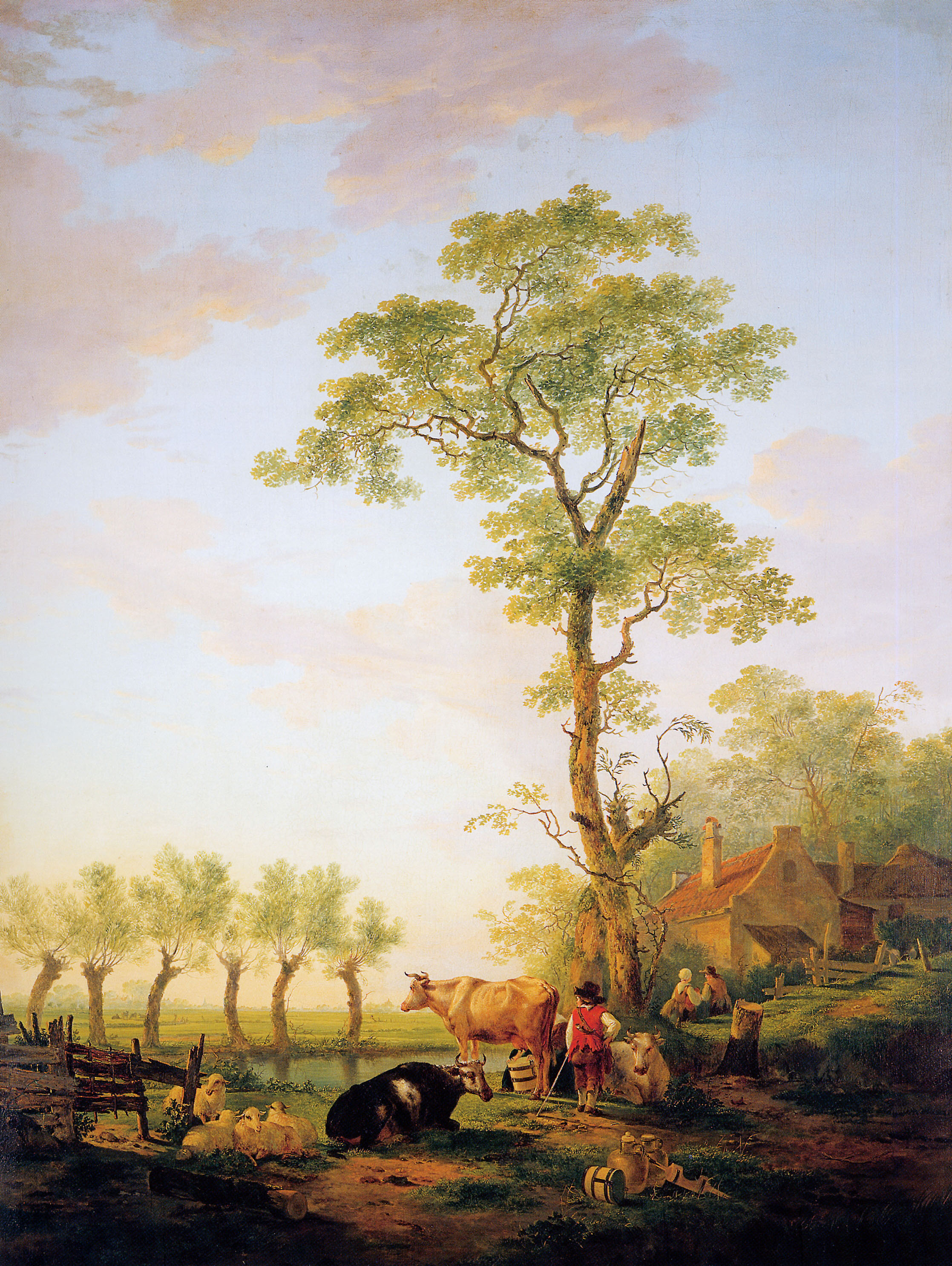 المشهد الهولندي مع الماشية والمزرعة - Dutch landscape with cattle and farm - مقهى جرير الثقافي